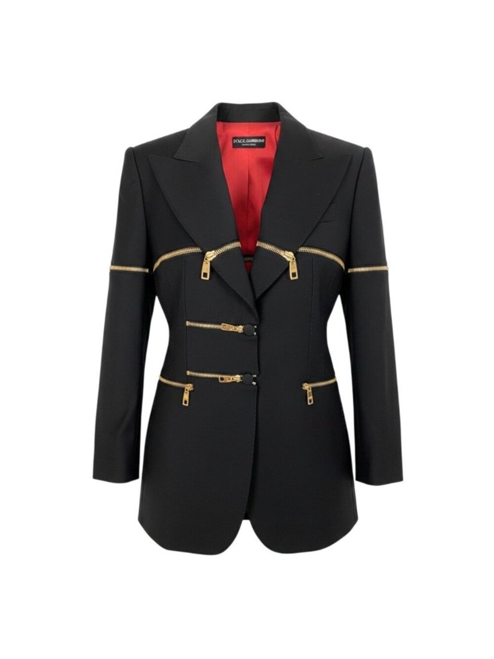 Dolce & Gabbana Tailored Jacket Zip Design 36 Black
